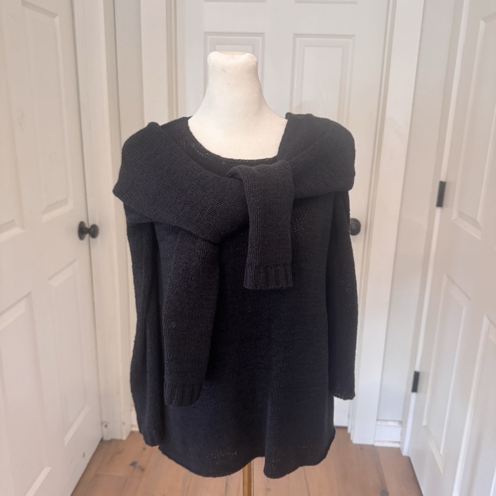 Vtg Josephine Chaus Womens 2 Pc Summery Sweater Set Tank Top Cardigan Black Sz M - Picture 3 of 11